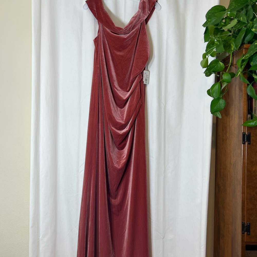 DB Studios floor length coral velvet dress size 16